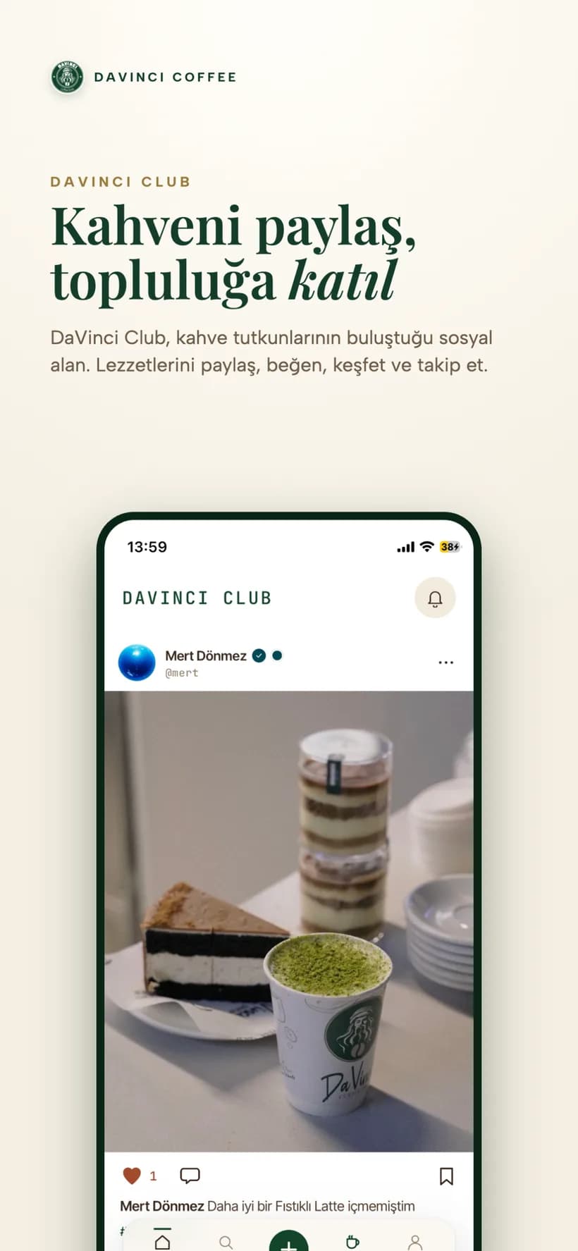 DaVinci Club sosyal akış ekranı